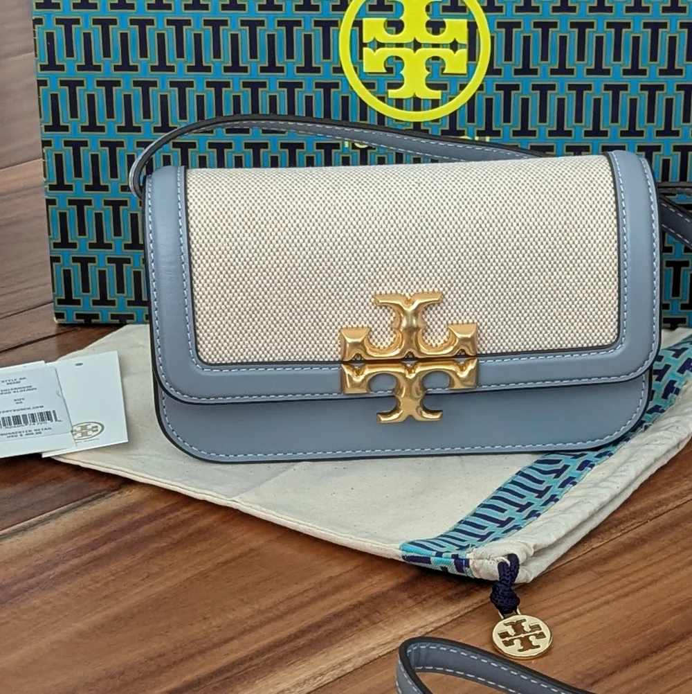 Tory Burch Cloud Blue Eleanor Crossbody + Dust Bag + Gift Bag Nwt ❤️ - Picture 1 of 12